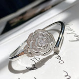 Zircon Stone Flower Cuff Bracelet for Women