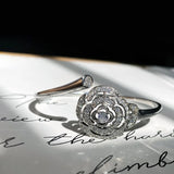 Zircon Stone Flower Cuff Bracelet for Women