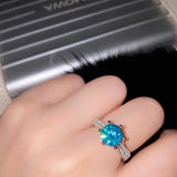 Silver Green Artificial Moissanite Resizable Ring For Women