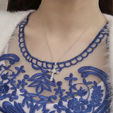 Silver Cross Pendant Choker Necklaces with Zircon Crystal