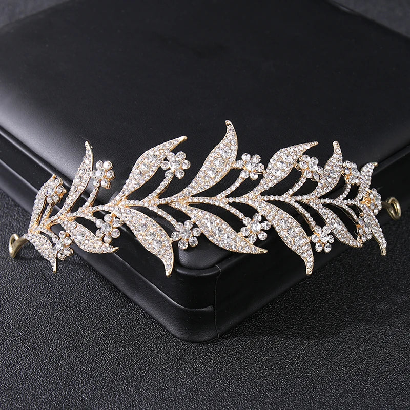 Crystal Leaf Vine Bridal Tiaras Wedding Hair Accessories
