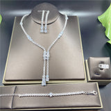 Silver Crystal Tassel Jewelry Set for Women
