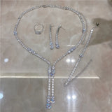 Silver Crystal Tassel Jewelry Set for Women