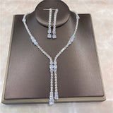 Silver Crystal Tassel Jewelry Set for Women