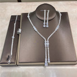 Silver Crystal Tassel Jewelry Set for Women