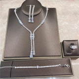Silver Crystal Tassel Jewelry Set for Women
