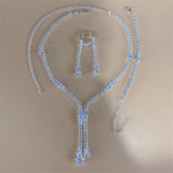 Silver Crystal Tassel Jewelry Set for Women