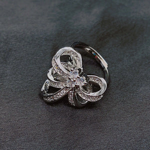 Silver Green CZ Bowknot Jewelry Set For Lady
