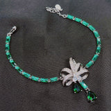 Silver Green CZ Bowknot Jewelry Set For Lady