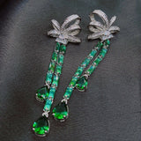 Silver Green CZ Bowknot Jewelry Set For Lady