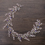 Silver Pink Rhinestone Pearl Headband Bridal Hairbands