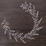 Silver Pink Rhinestone Pearl Headband Bridal Hairbands