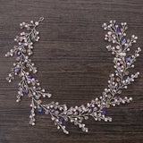 Silver Pink Rhinestone Pearl Headband Bridal Hairbands