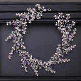 Silver Pink Rhinestone Pearl Headband Bridal Hairbands