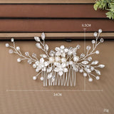 Silver Hairpin Pearl Rhinestone Wedding Hair Comb Women Hair Clips Flowers