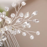 Silver Hairpin Pearl Rhinestone Wedding Hair Comb Women Hair Clips Flowers