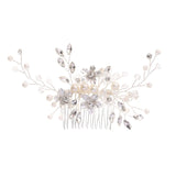 Silver Hairpin Pearl Rhinestone Wedding Hair Comb Women Hair Clips Flowers