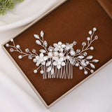 Silver Hairpin Pearl Rhinestone Wedding Hair Comb Women Hair Clips Flowers