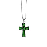 Zircon Cross Emerald Pendant Necklace Charm Party Jewelry Gift