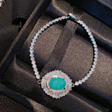 Paraiba Crystal Stone Zircon Chain Bracelet for Women