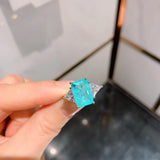 Silver Paraiba Gemstone Open Ring Ladies Wedding Engagement Vintage Jewelry