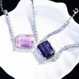 Zircon Charm Bracelet Silver Pink 16+3cm Chain