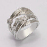 Silver Plum Blossom Branch Stones CZ Women Rings Wedding Jewelry