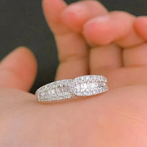Cubic Zirconia Geometric Silver Wedding Ring for Women