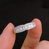 Cubic Zirconia Geometric Silver Wedding Ring for Women