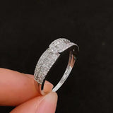 Cubic Zirconia Geometric Silver Wedding Ring for Women