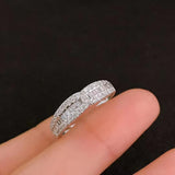 Cubic Zirconia Geometric Silver Wedding Ring for Women