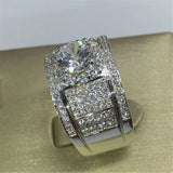 Round Zircon Engagement Ring for Women and Men