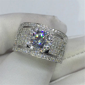 Round Zircon Engagement Ring for Women and Men