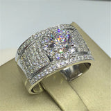 Round Zircon Engagement Ring for Women and Men