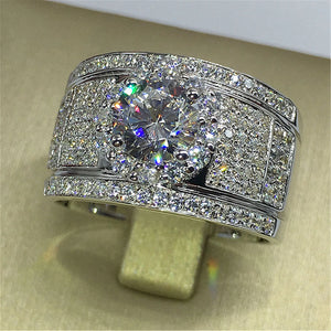 Round Zircon Engagement Ring for Women and Men