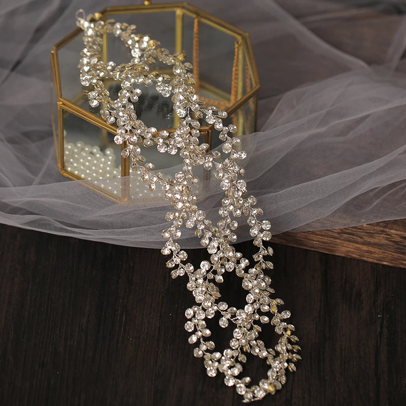 Silver Rhinestone Crystal Headbands for Women Wedding Hair Vines