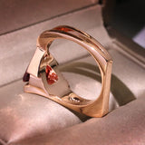 Geometric Crystal Red Champagne Stone Ring for Women