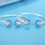 Doraemon Cartoon Silver Plated Bangles Mother Son Bracelet Gift