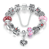 Heart Love Charm Crystal Beads Bracelet for Women DIY Jewelry