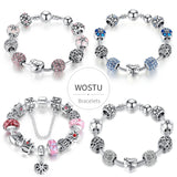 Heart Love Charm Crystal Beads Bracelet for Women DIY Jewelry