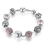 Heart Love Charm Crystal Beads Bracelet for Women DIY Jewelry