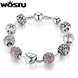 Heart Love Charm Crystal Beads Bracelet for Women DIY Jewelry