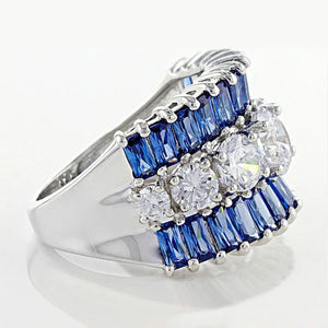 Silver Plated Round Cut Zircon Crystal Ring Bride Wedding Anniversary Jewelry