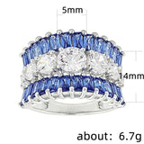 Silver Plated Round Cut Zircon Crystal Ring Bride Wedding Anniversary Jewelry