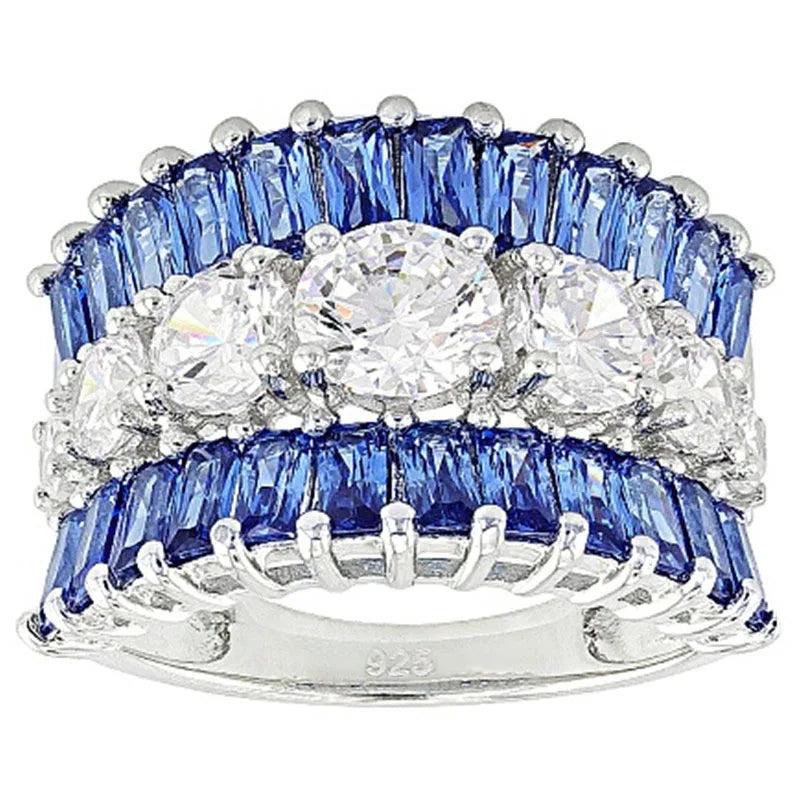 Silver Plated Round Cut Zircon Crystal Ring Bride Wedding Anniversary Jewelry