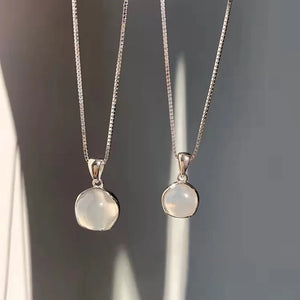Moonstone Pendant Necklace Silver Plated Women Jewelry