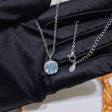 Aquamarine Jelly Bean Pendant Necklace 925 Stamp