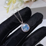 Aquamarine Jelly Bean Pendant Necklace 925 Stamp