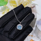 Aquamarine Jelly Bean Pendant Necklace 925 Stamp