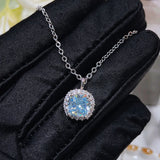 Aquamarine Jelly Bean Pendant Necklace 925 Stamp